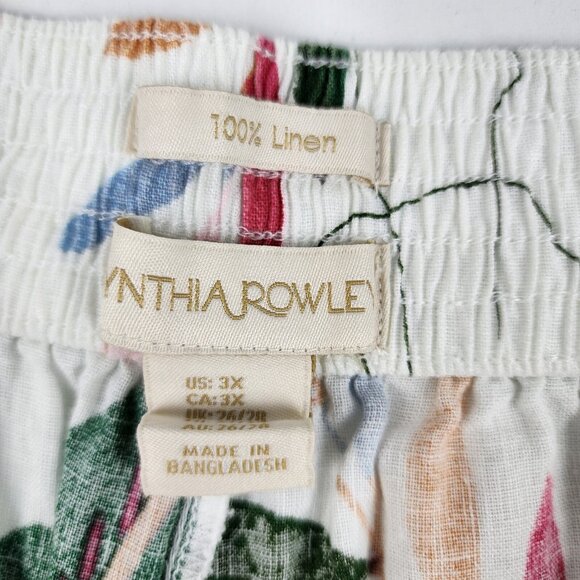 Cynthia Rowley Pants Womens Plus 3X Multi Floral 100% Linen Wide Leg NWT - Picture 4 of 9